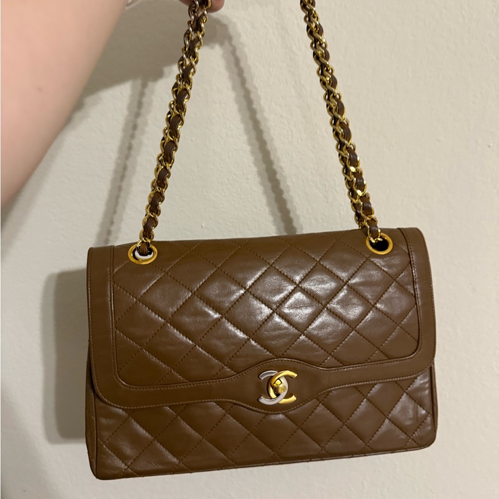 Vintage Chanel Brown Lambskin Paris Limited Edition Bag (Repainted/Customized)